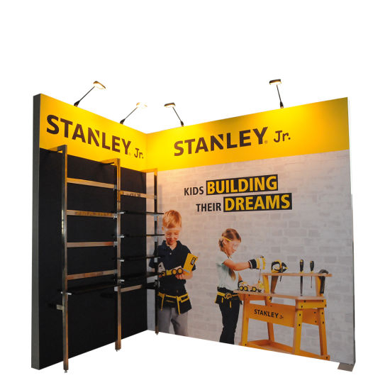 2019 Nuevos productos de la entrega rápida de instalación sencilla de Publicidad de tejido en tensión Display stand de feria 20X20