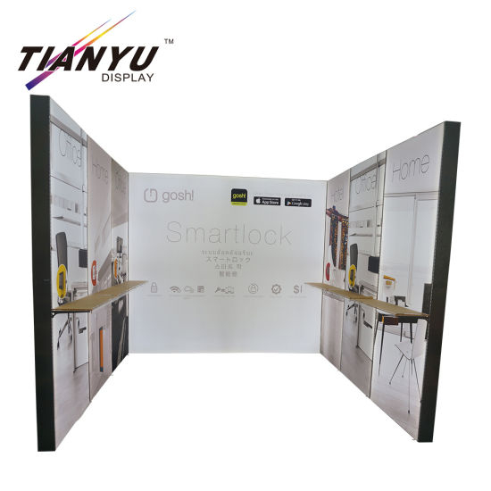 Tubo de aluminio portable de tejido en tensión Trade Show Display Stand 3X3